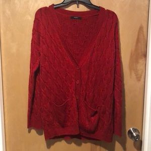 Red cardigan with pockets